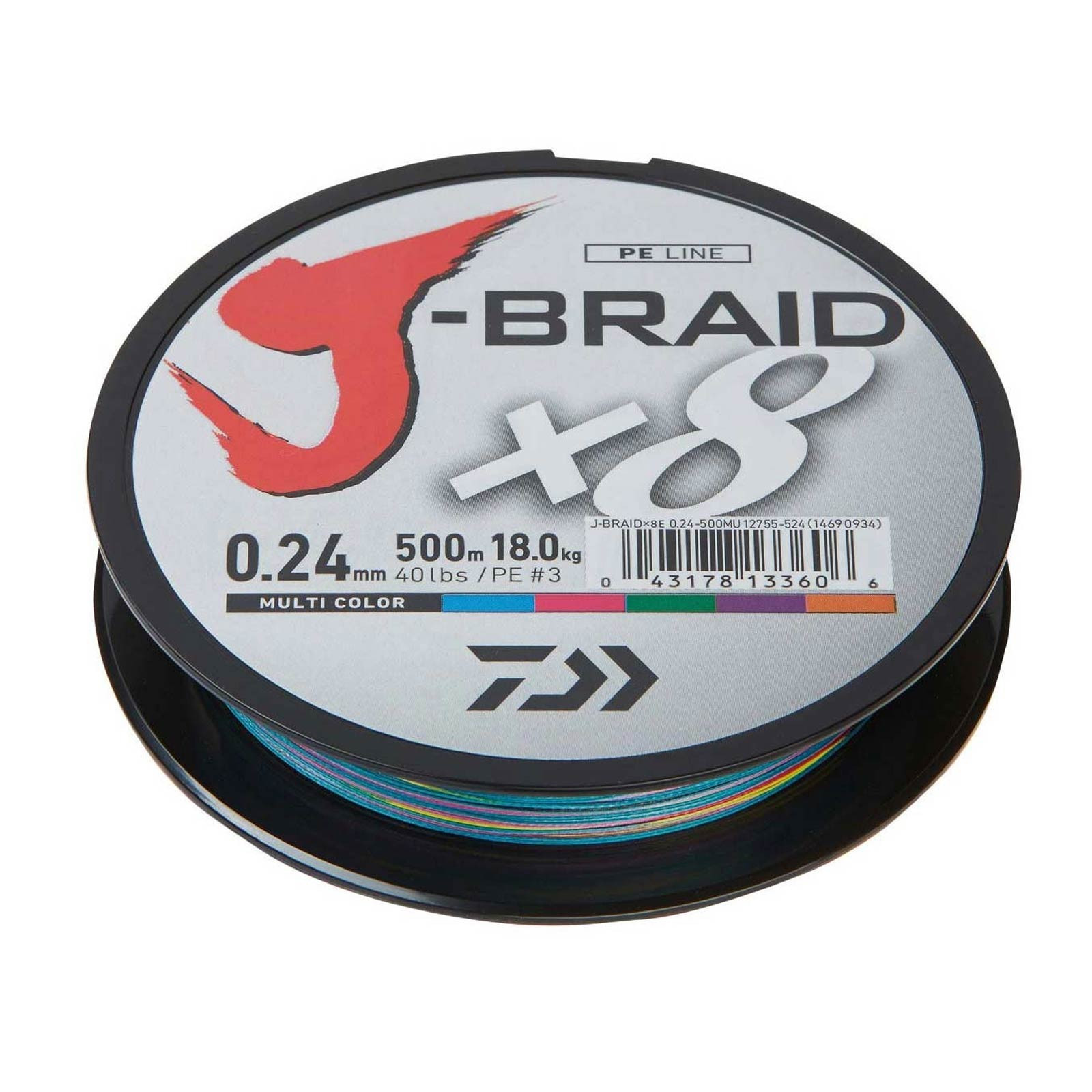 Daiwa J-Braid X8 0,20mm Multicolor Geflochtene Angelschnur Meterware