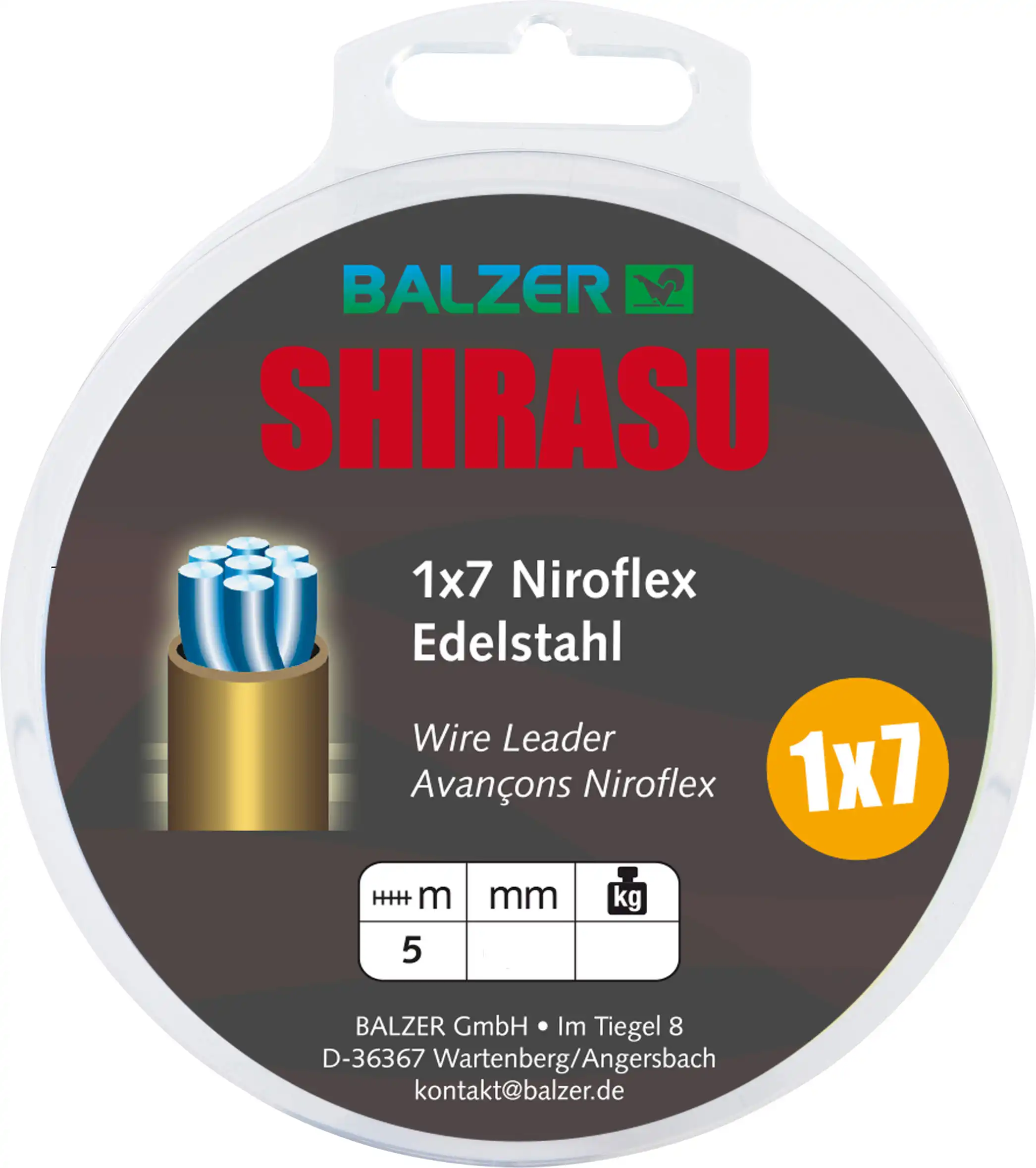 Balzer Shirasu 1×7 Stahlvorfach 13kg 5m