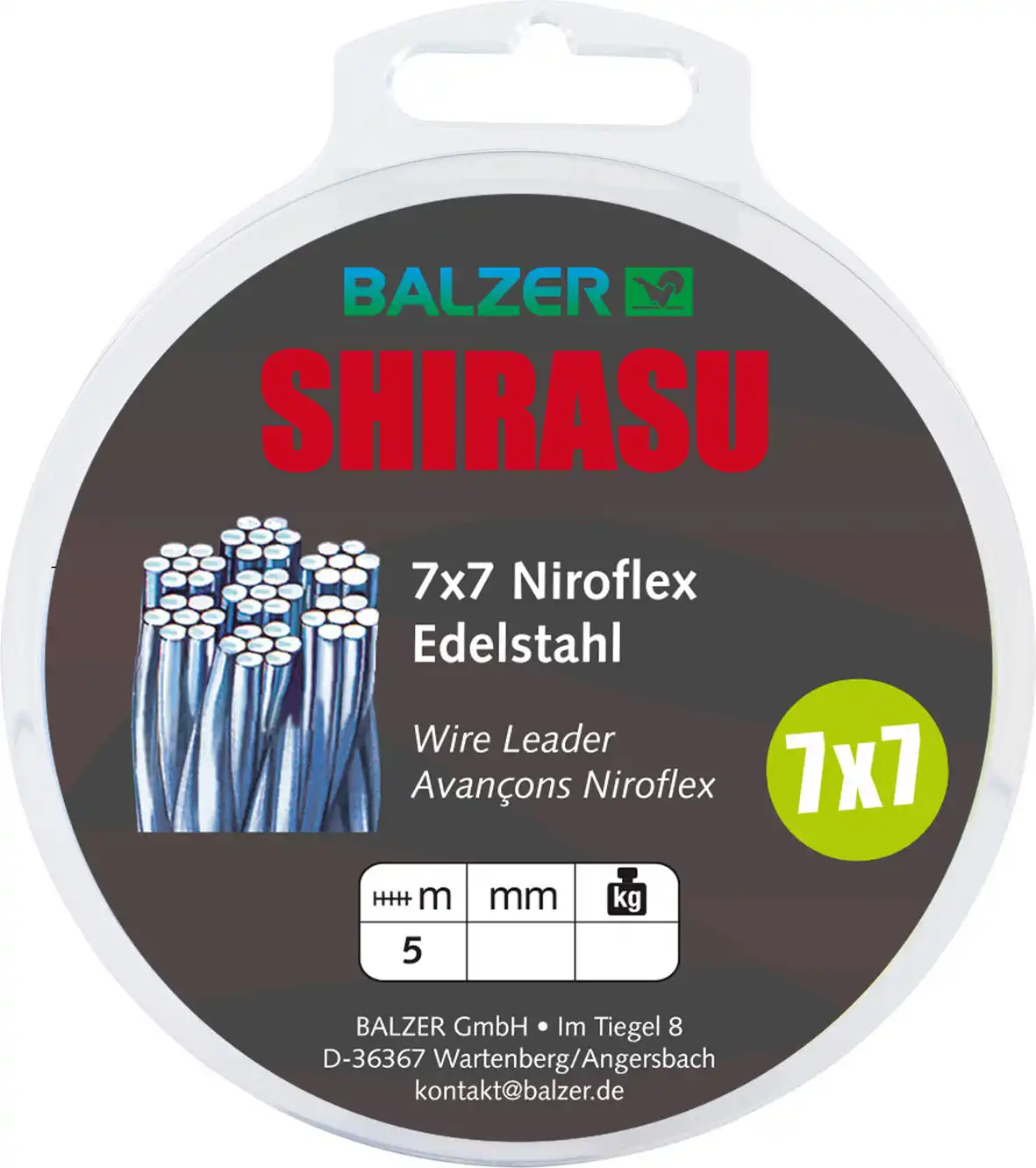 Balzer Shirasu 7×7 Stahlvorfach 13kg 5m