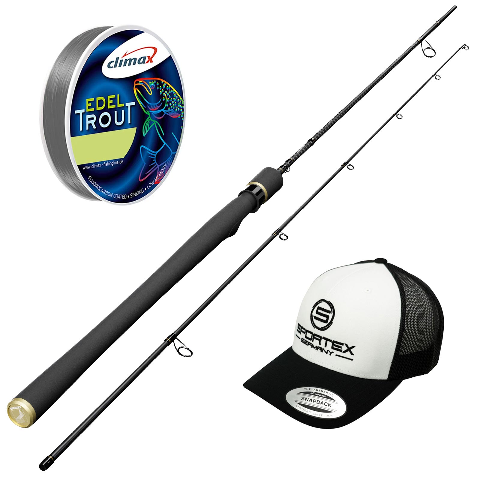 Allround Spinn-Set für Einsteiger & Fortgeschrittene – Sportex Curve 210 + Climax 0,25 + Cap