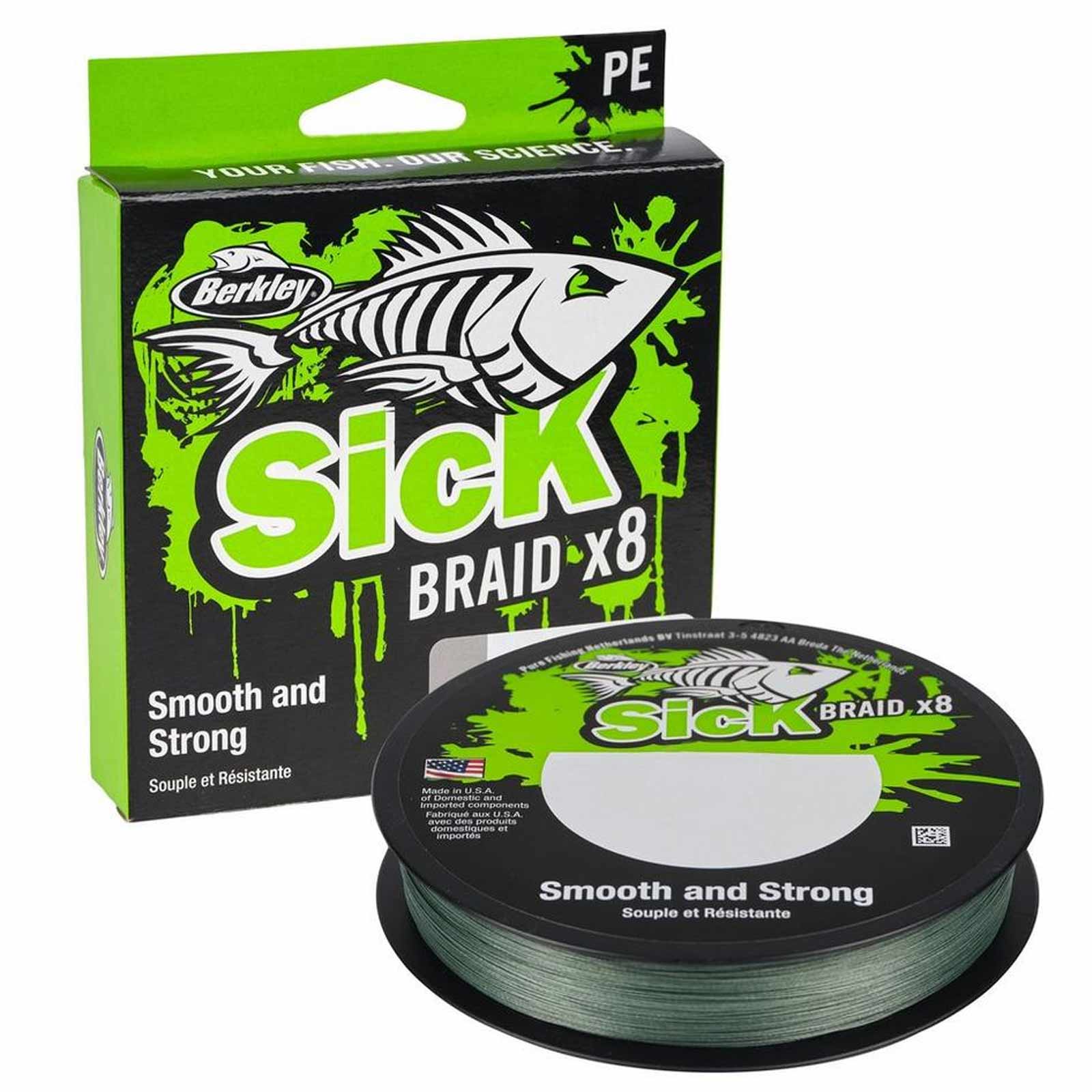Berkley Sick Braid Moss Green 0,19mm Geflochtene Angelschnur Wunschlänge