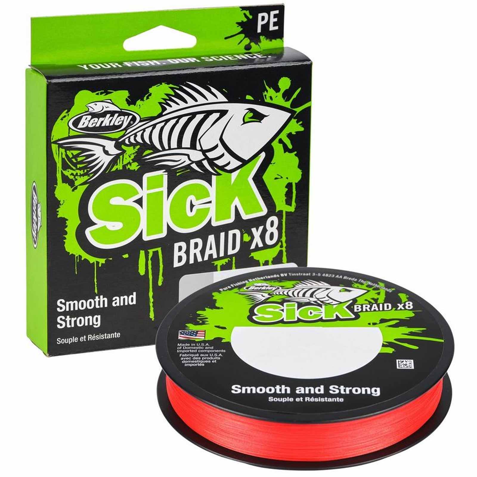 Berkley Sick Braid Red 0,23mm Geflochtene Angelschnur Wunschlänge