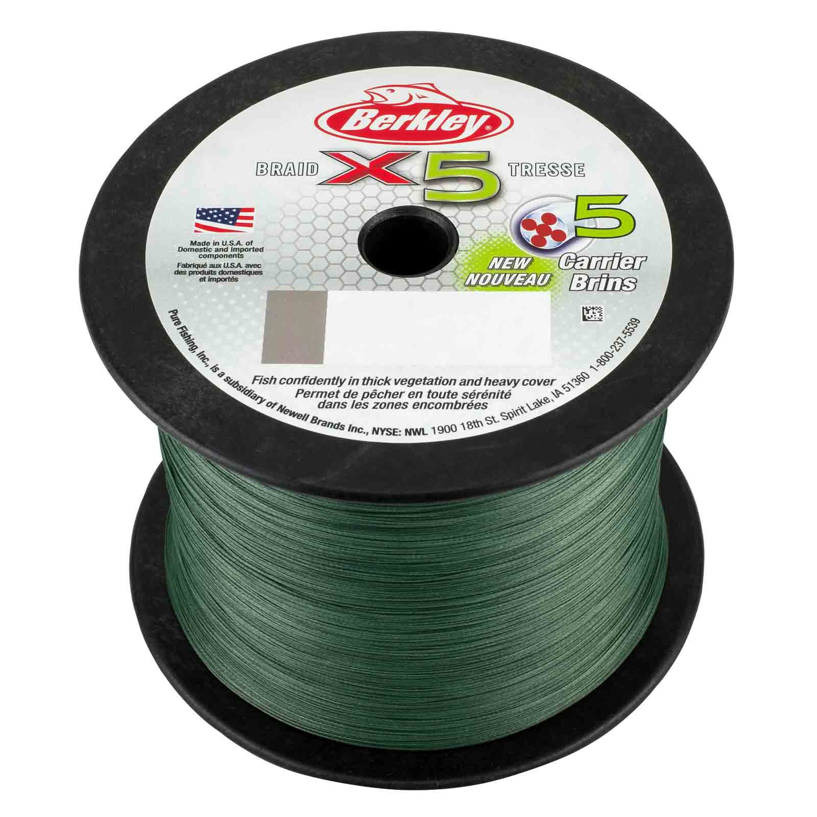 Berkley X5 Braid 0,12mm 12,1kg Low-Vis Green geflochtene Angelschnur Wunschlänge