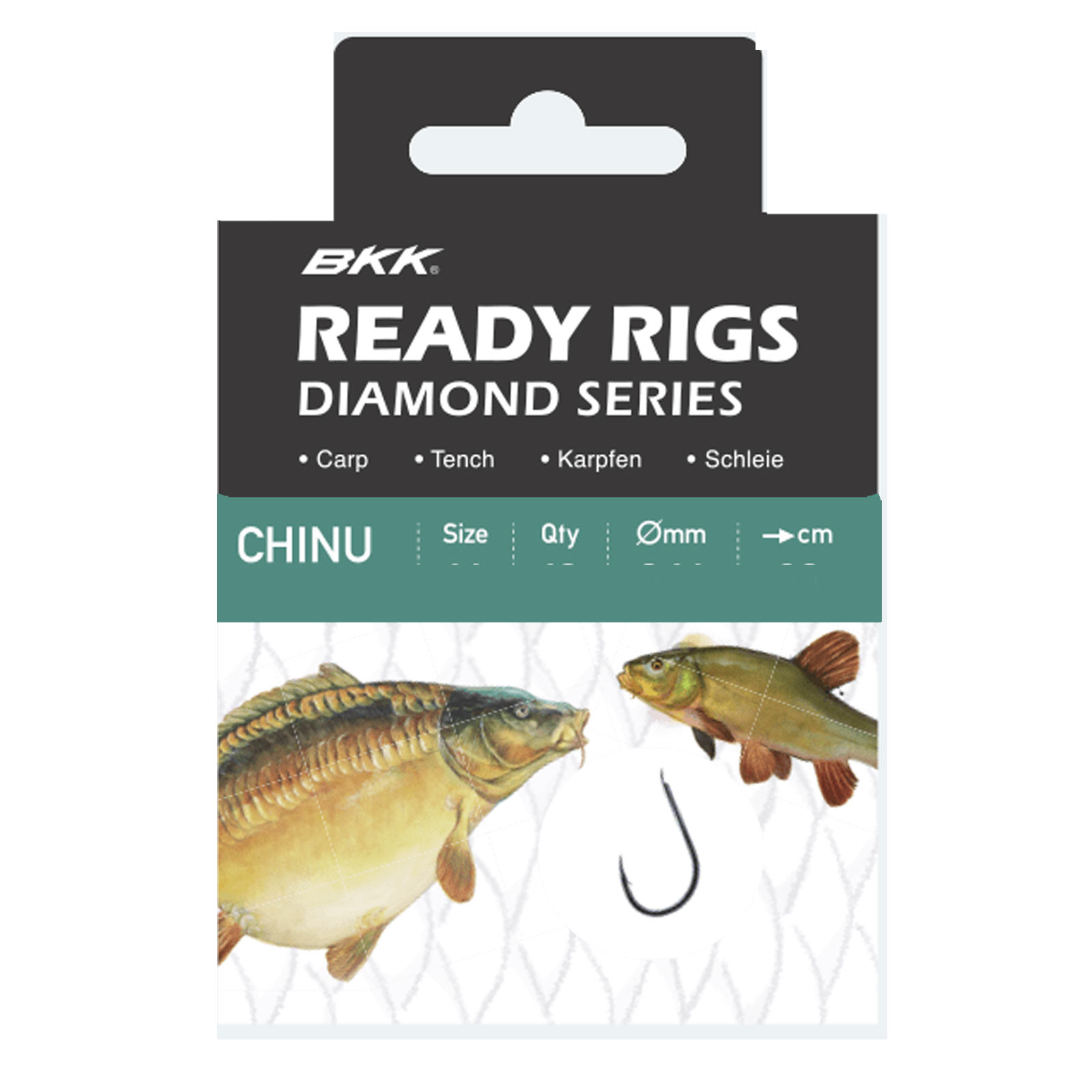 BKK Ready Rig Diamond-Chinu BN 10#, Ø 0,16 Karpfen Vorfachhaken gebunden