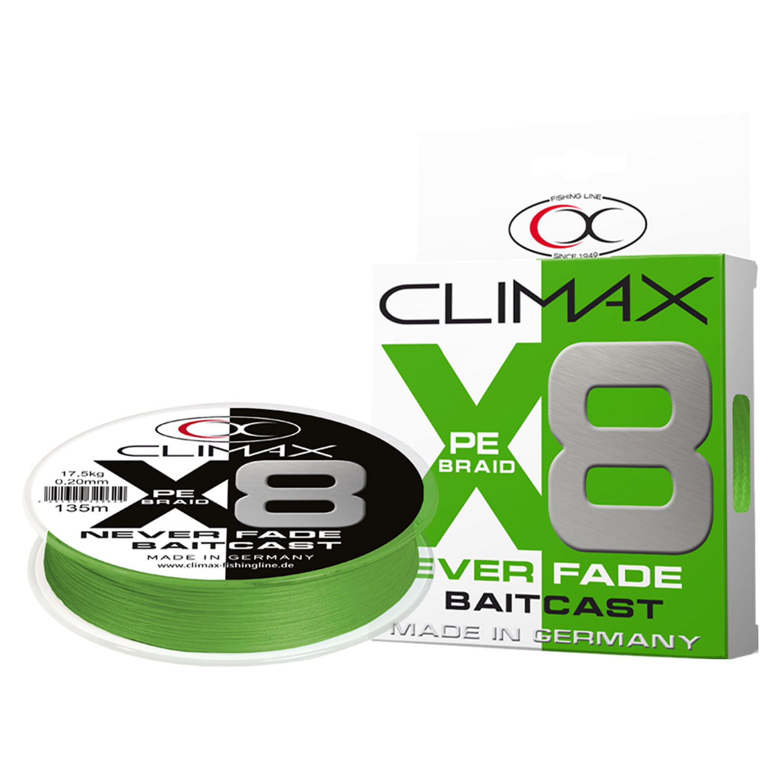 Climax 135m 0,15mm 8X Neverfade Baitcast Chartreuse SB Geflochtene Angelschnur