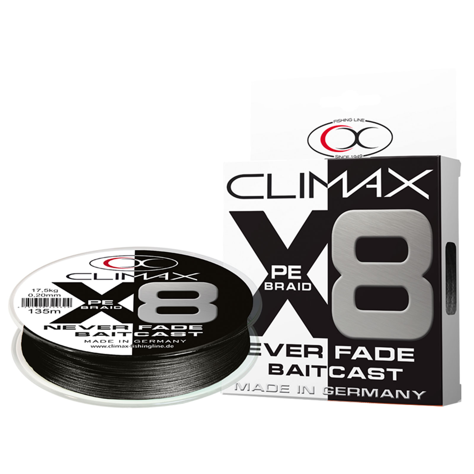 Climax 135m 0,20mm 8X Neverfade Baitcast Schwarz SB Geflochtene Angelschnur