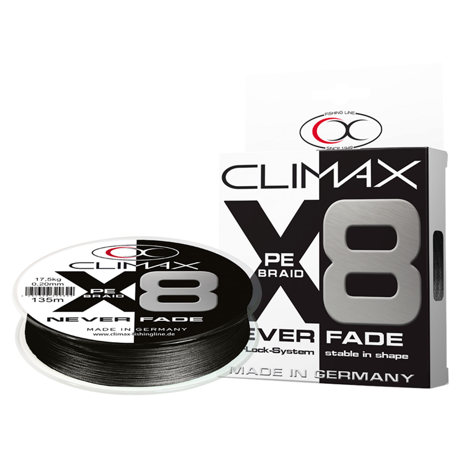 Climax 135m 0,14mm 8X Neverfade Braid Schwarz SB Geflochtene Angelschnur