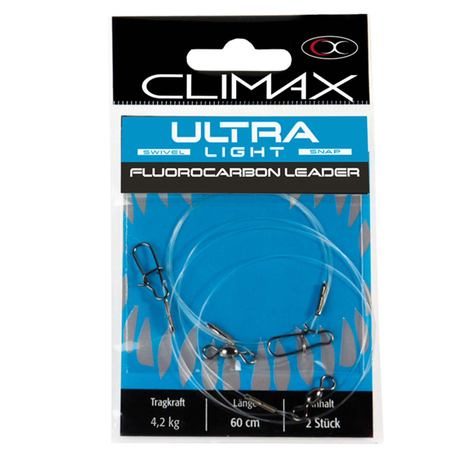 Climax Ultra Light Leader Fluorocarbon 4,2kg 60cm 2 Stück Gebundenes Vorfach