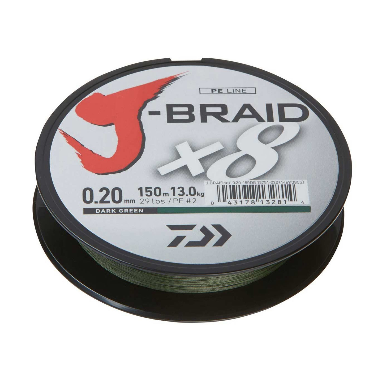 Daiwa J-Braid X8 0,06mm Dunkelgrün Geflochtene Angelschnur Meterware
