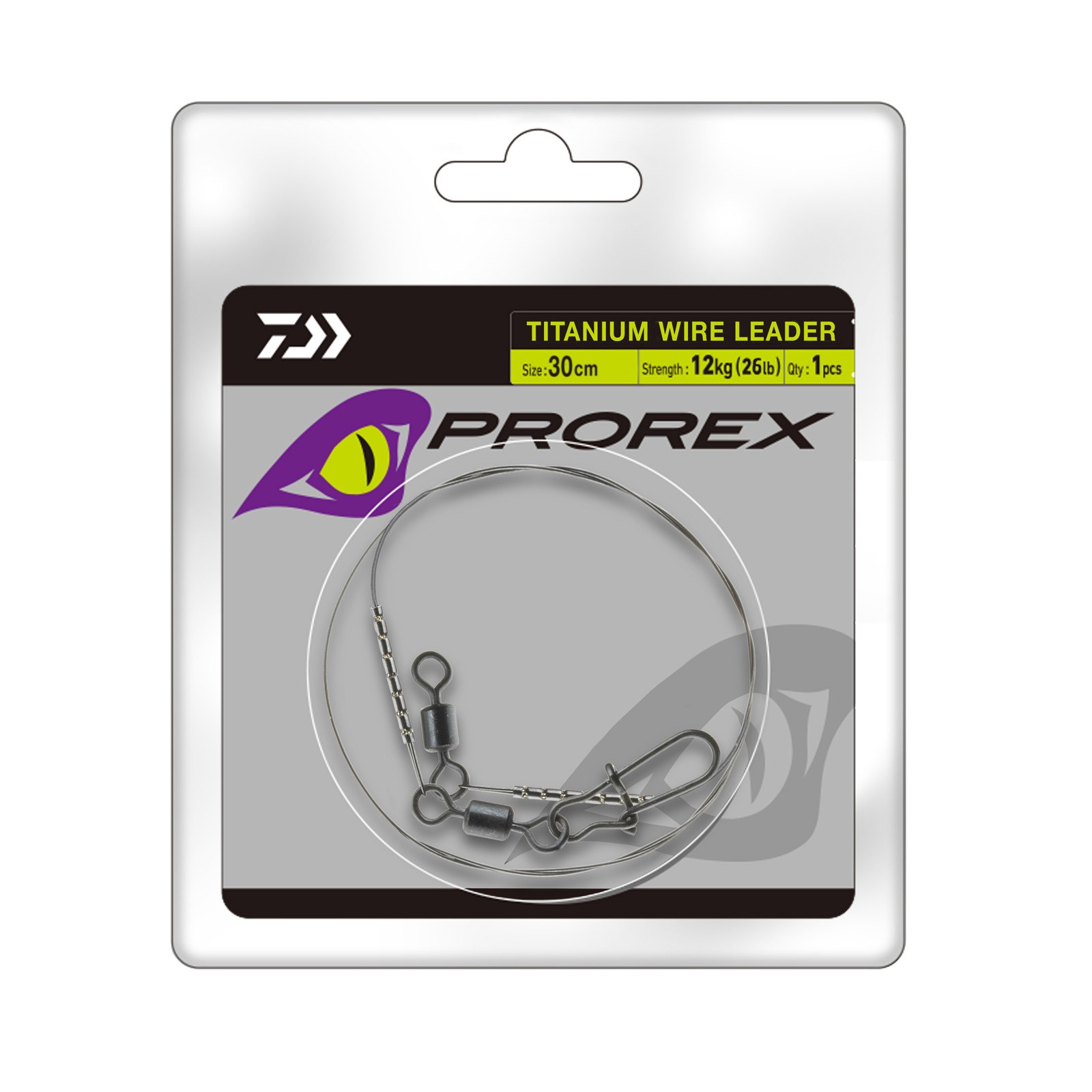 Daiwa Prorex Titanium Vorfach 30cm 22kg/50lb Stahlvorfach montiert