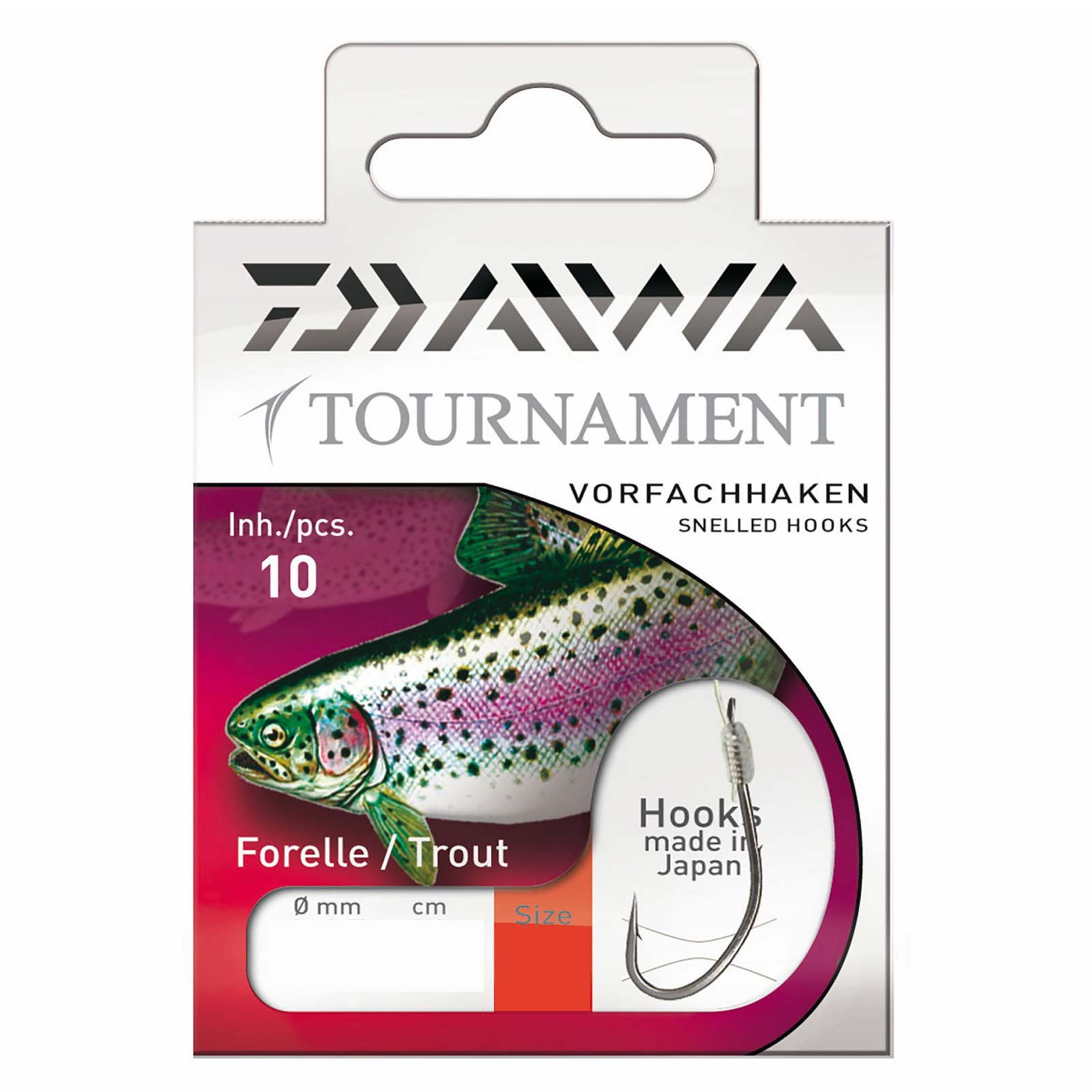 Daiwa Tournament Forellenhaken 120cm Gr. 10 Gebundene Vorfachhaken