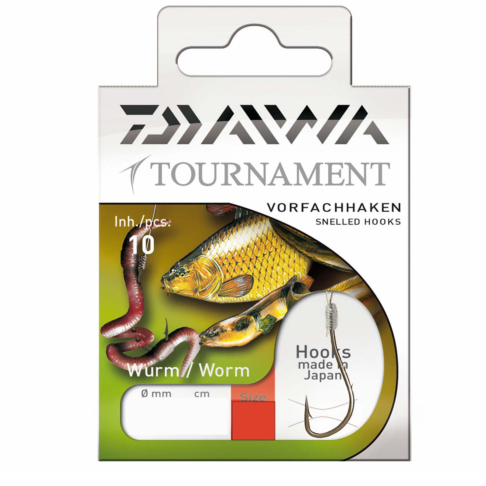 Daiwa Tournament Wurmhaken Gr.10 Gebundene Vorfachhaken