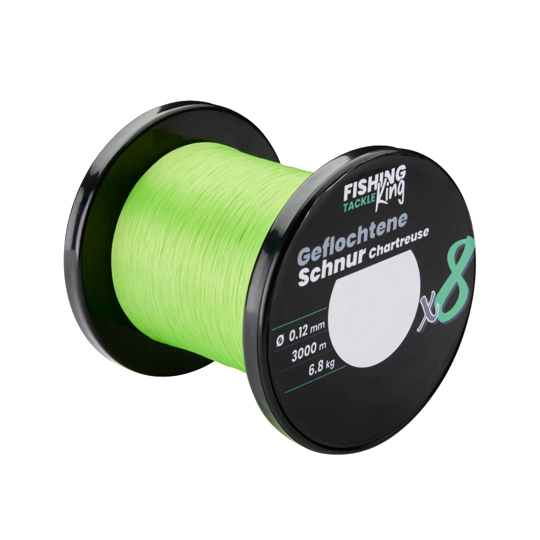 Fishing-King Tackle 8-fach Geflochtene Schnur Chartreuse 0,12mm Barsch Wunschlänge