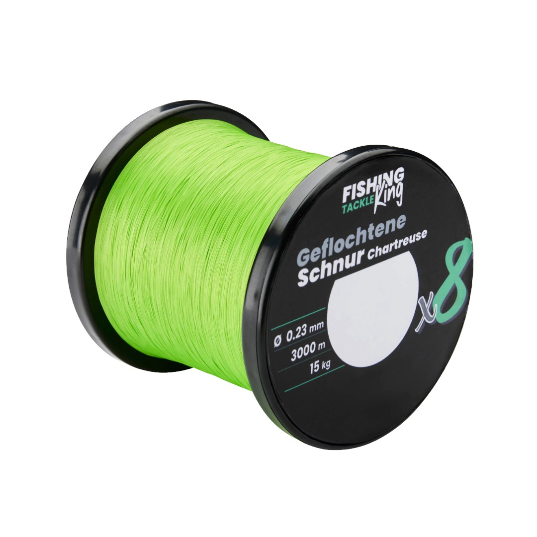 Fishing-King Tackle 8-fach Geflochtene Schnur Chartreuse 0,23mm Hecht Wunschlänge