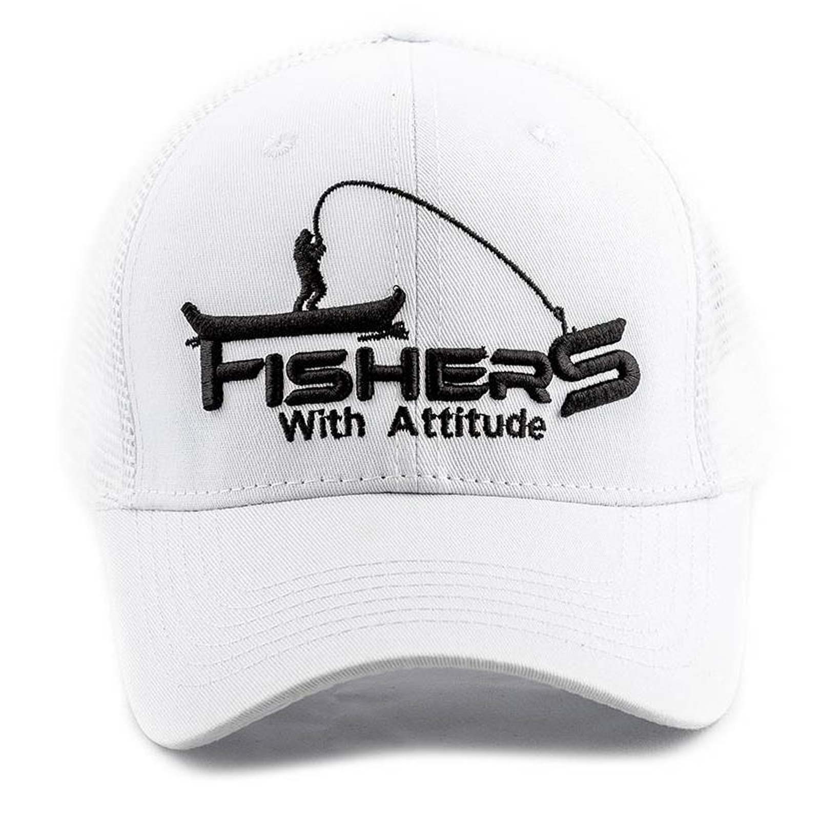 FishXplorer Trucker Cap "Fisher With Attitude" Weiss