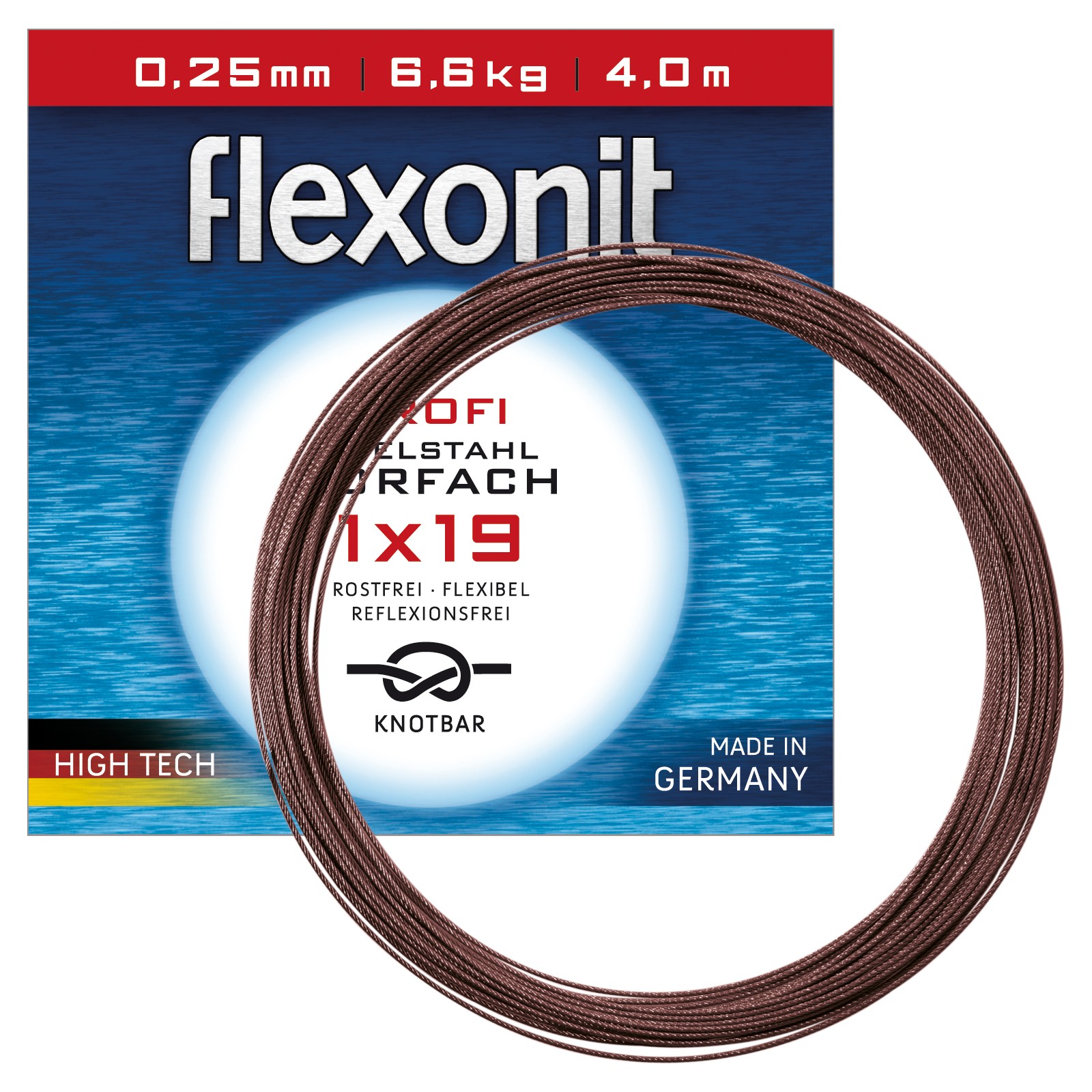 flexonit 1x19 Meterware 0,20mm/4,5kg/4m Stahlvorfach
