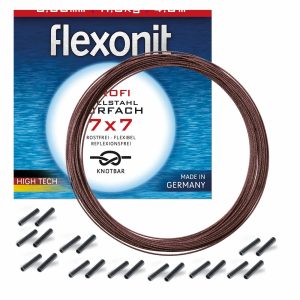 Flexonit 7×7 Stahlvorfach 0,27mm + passende Quetschhülsen komplett Angelset