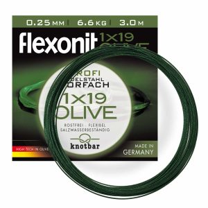 flexonit Olive 1×19 Meterware 0,25 mm Länge 20m Stahlvorfach Raubfischvorfach