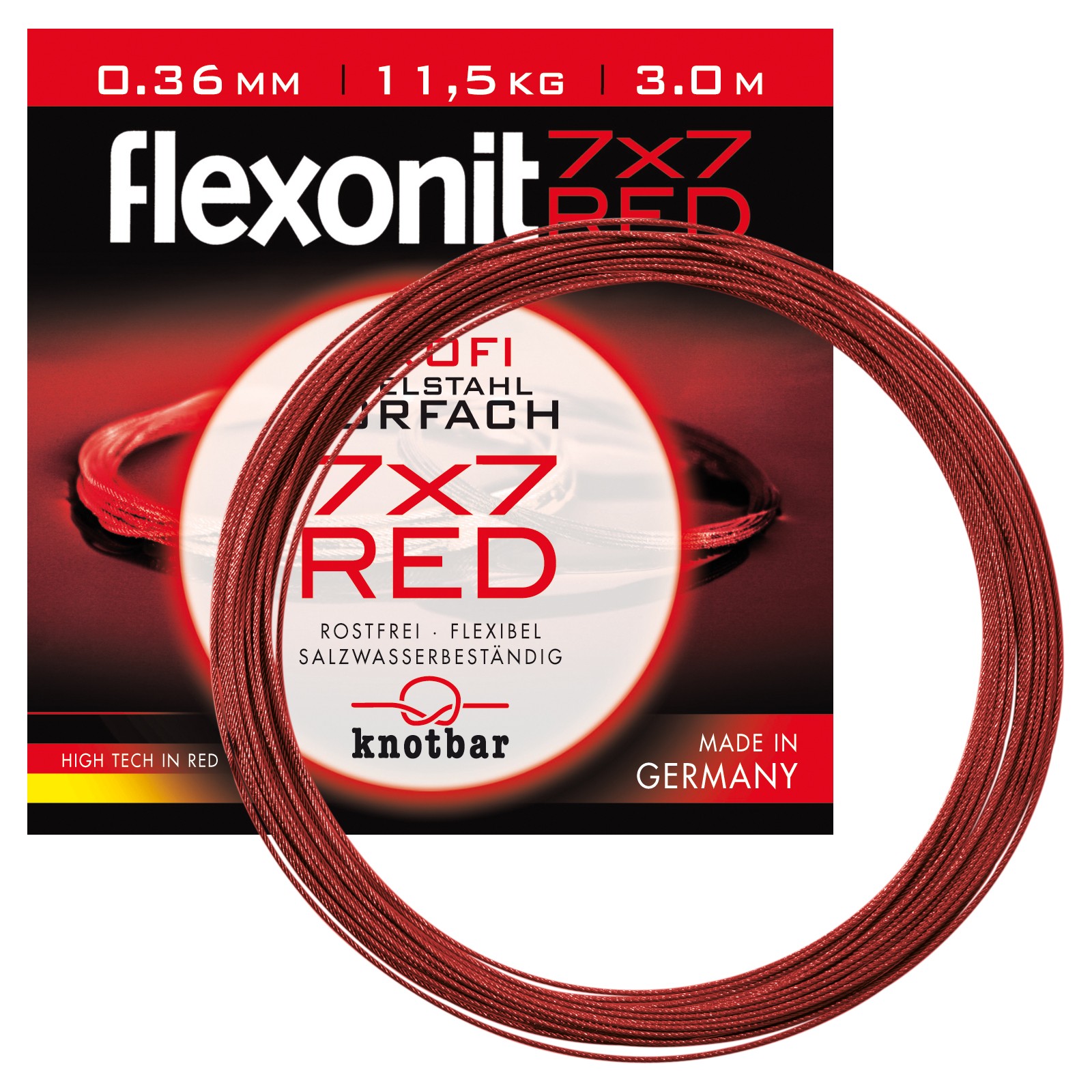 flexonit Red 7x7 0,27mm Meterware Länge 500m Stahlvorfach