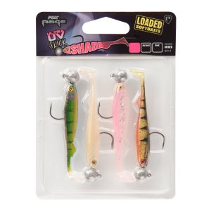 Fox Rage Slick Shad Loadet UV Mixed Colour 11cm 10g 3/0 x 4Stk Set montiert