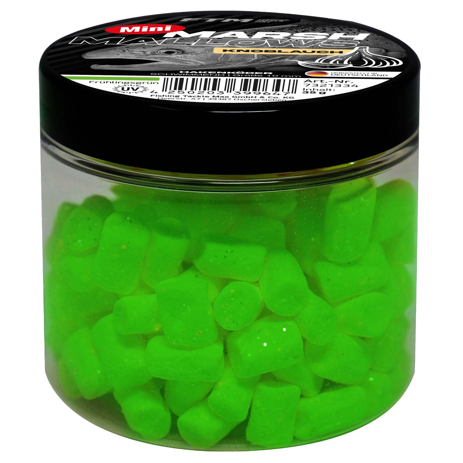 FTM Marshmallow Knoblauch Mini schwimmend 35 g Frühlingsgrün Forellenköder