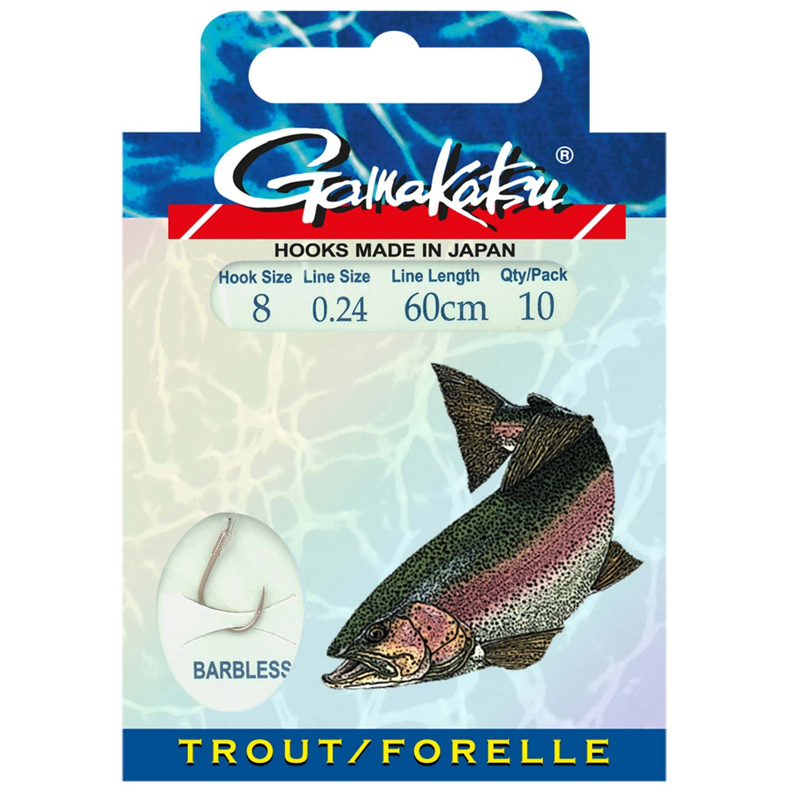 Gamakatsu BKD-3360B Trout Barbless Gr.10 Vorfachhaken ohne Widerhaken