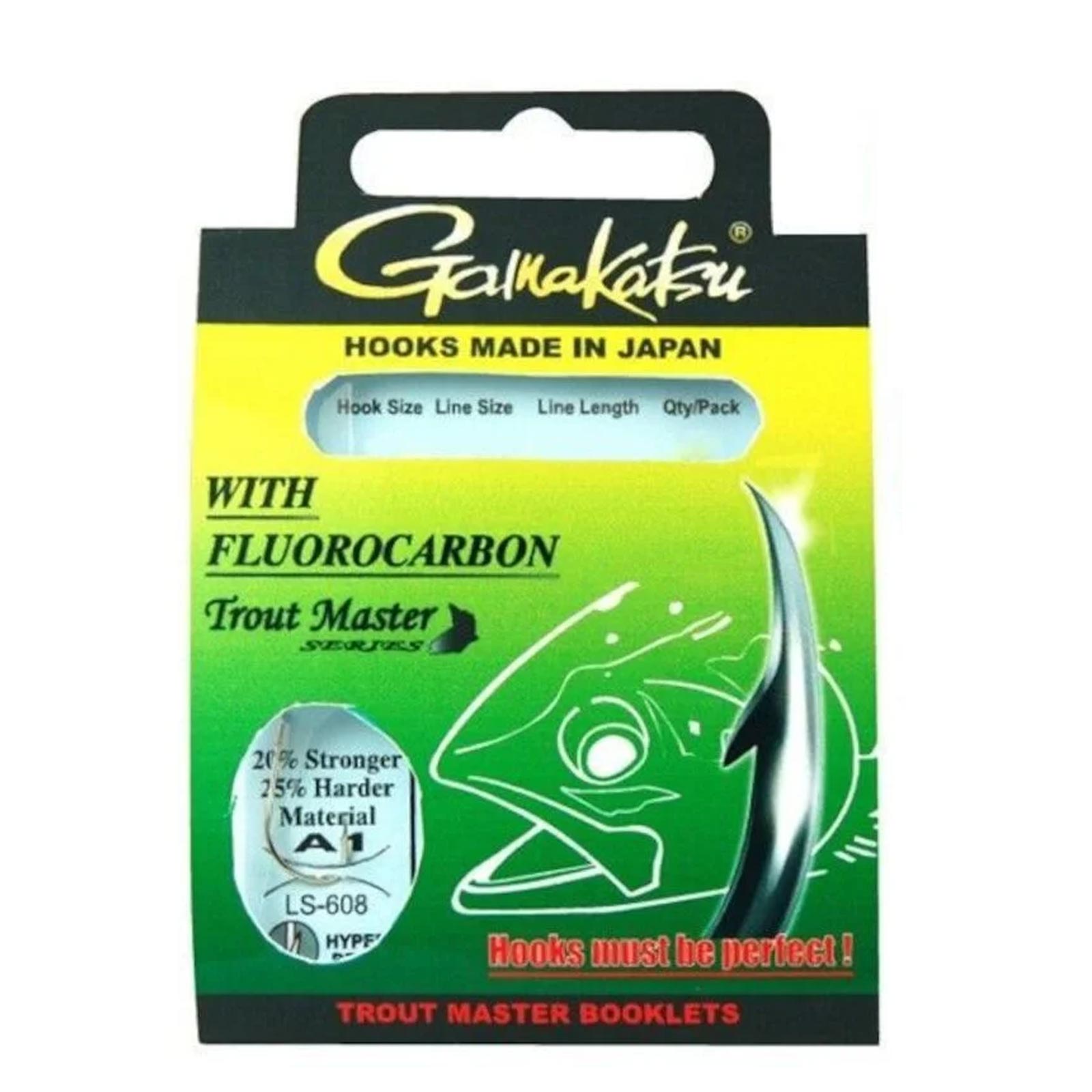 Gamakatsu Trout Master Fluorocarbon LS-608 #6 0,18mm 100cm Forellenhaken mit Vorfach