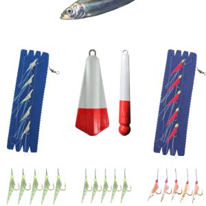 Angelset Hering Gr.M 7 Teile 5x Vorfach 2x Zinkblei Angelset Hering Gr.M 7 Teile 5x Vorfach 2x Zinkblei