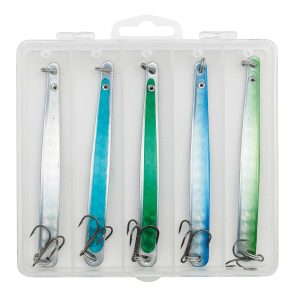 Kinetic Belone Flash Meerforellen-Blinker Angelset – 5 Meerforellenköder 20g mit Box
