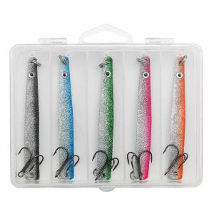 Kinetic Belone Glitter Meerforellen-Blinker Angelset – 5 Meerforellenköder 16g mit Box