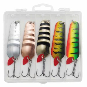 Kinetic PS Hechtblinker Angelset – 5 Hechtköder 20g mit Köderbox