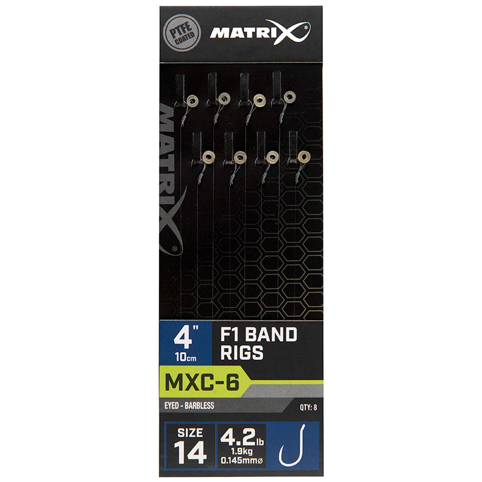 Matrix MXC-6 Size 14 Barbless / 0.145mm / 4" (10cm) F1 Band - 8pcs