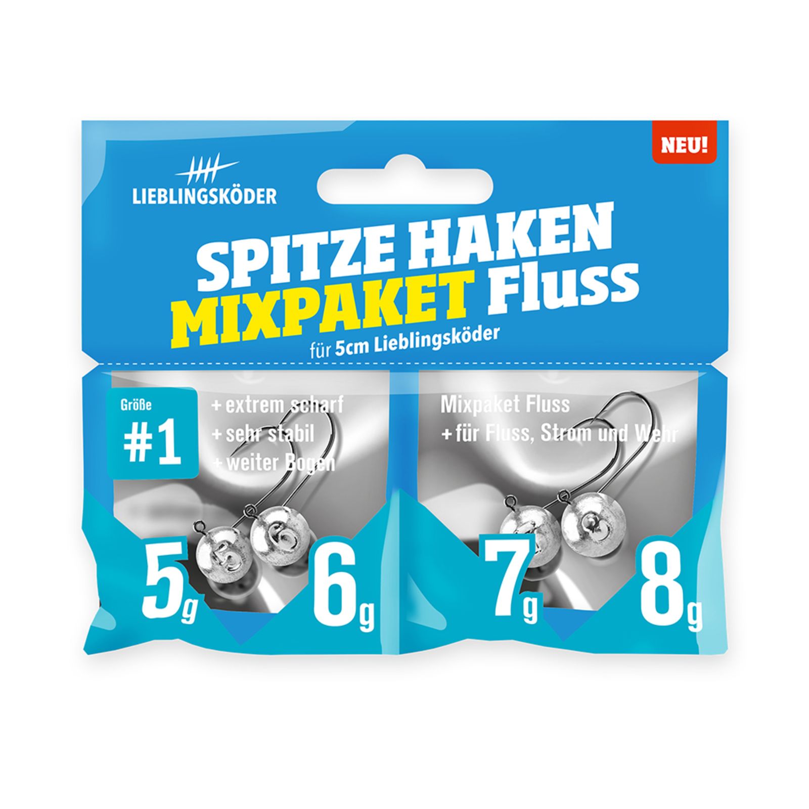 Lieblingsköder Spitze Haken #1 Mixpaket Fluss Jigheads