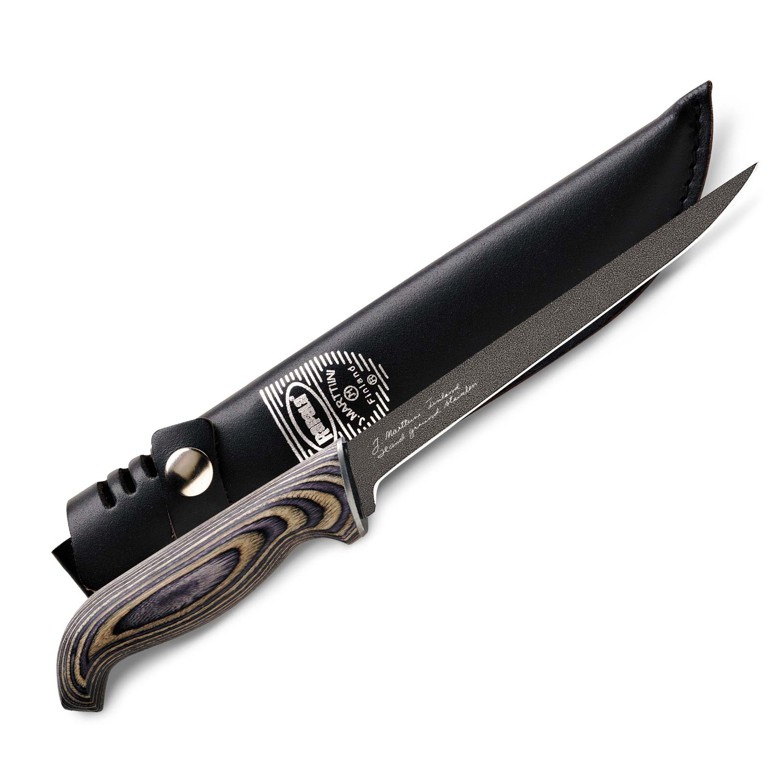 Rapala Black Knife 15cm BPPRFGL6 mit Echtlederetui Filetiermesser