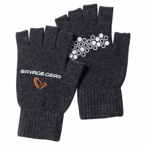 Savage Gear Knitted Half Finger Glove L Dark Grey Melange Handschuhe