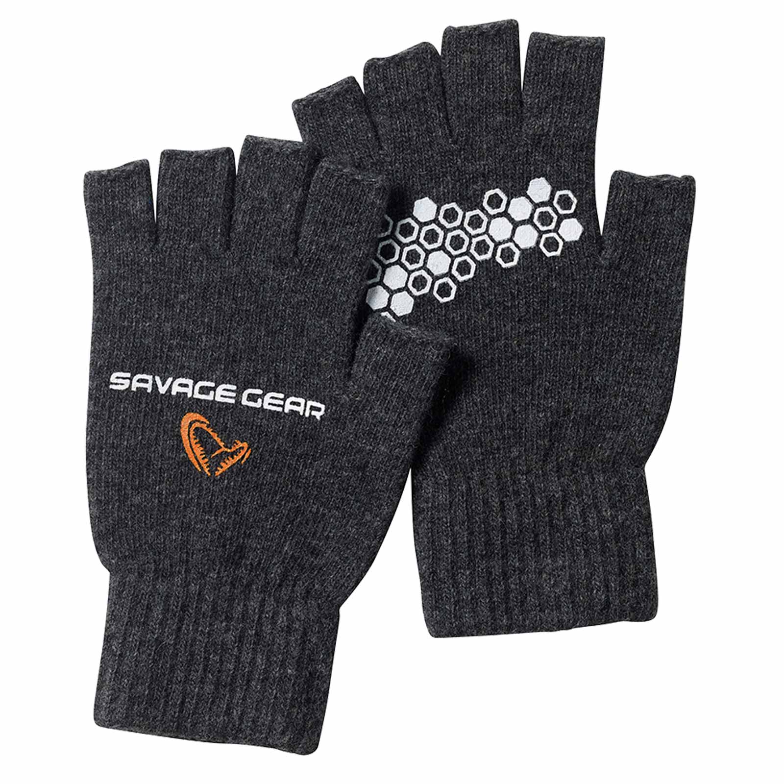Savage Gear Knitted Half Finger Glove Xl Dark Grey Melange Handschuhe