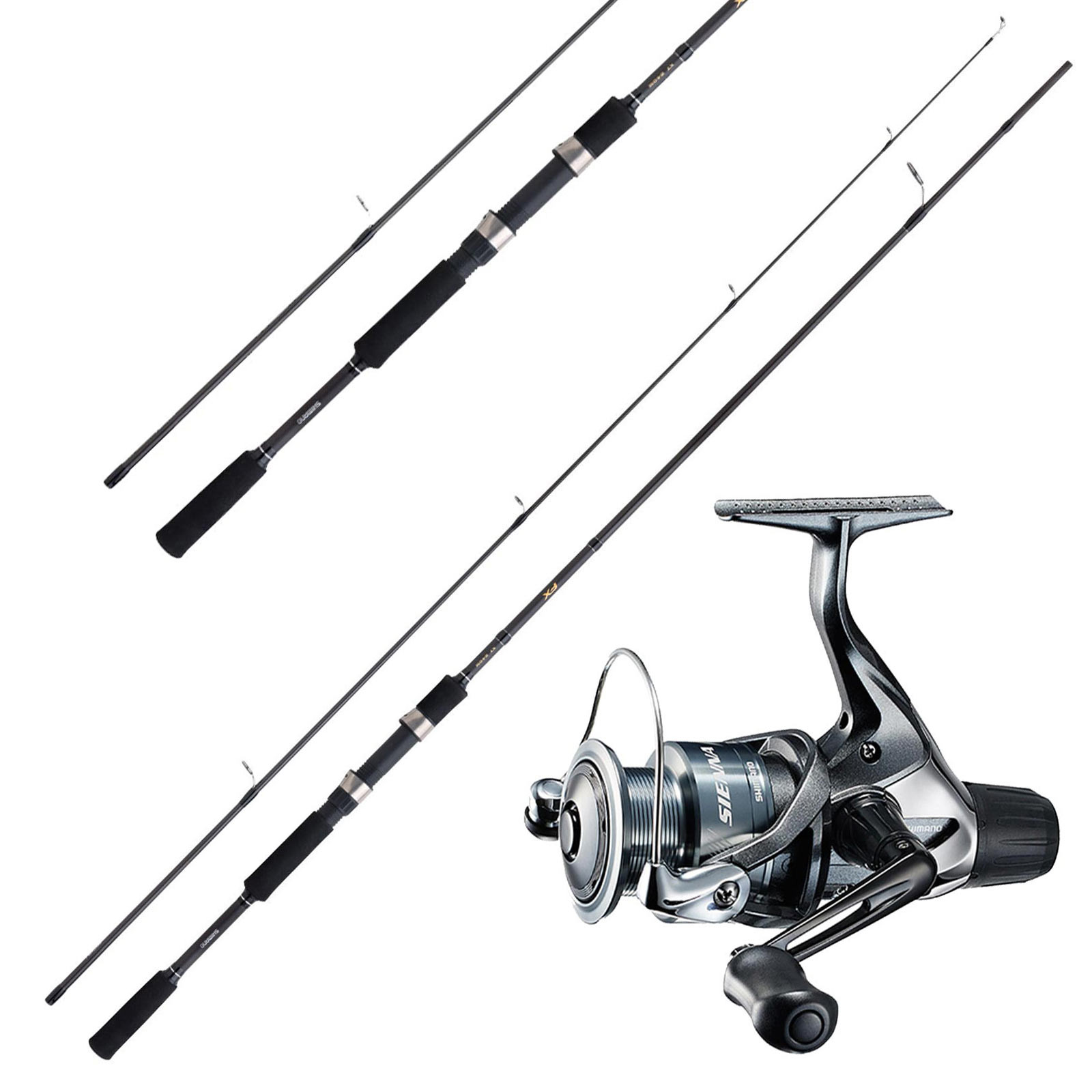 Shimano Rolle Sienna & Shimano Rute 2,40m 10-30g Forelle + Barsch Combo Angelset