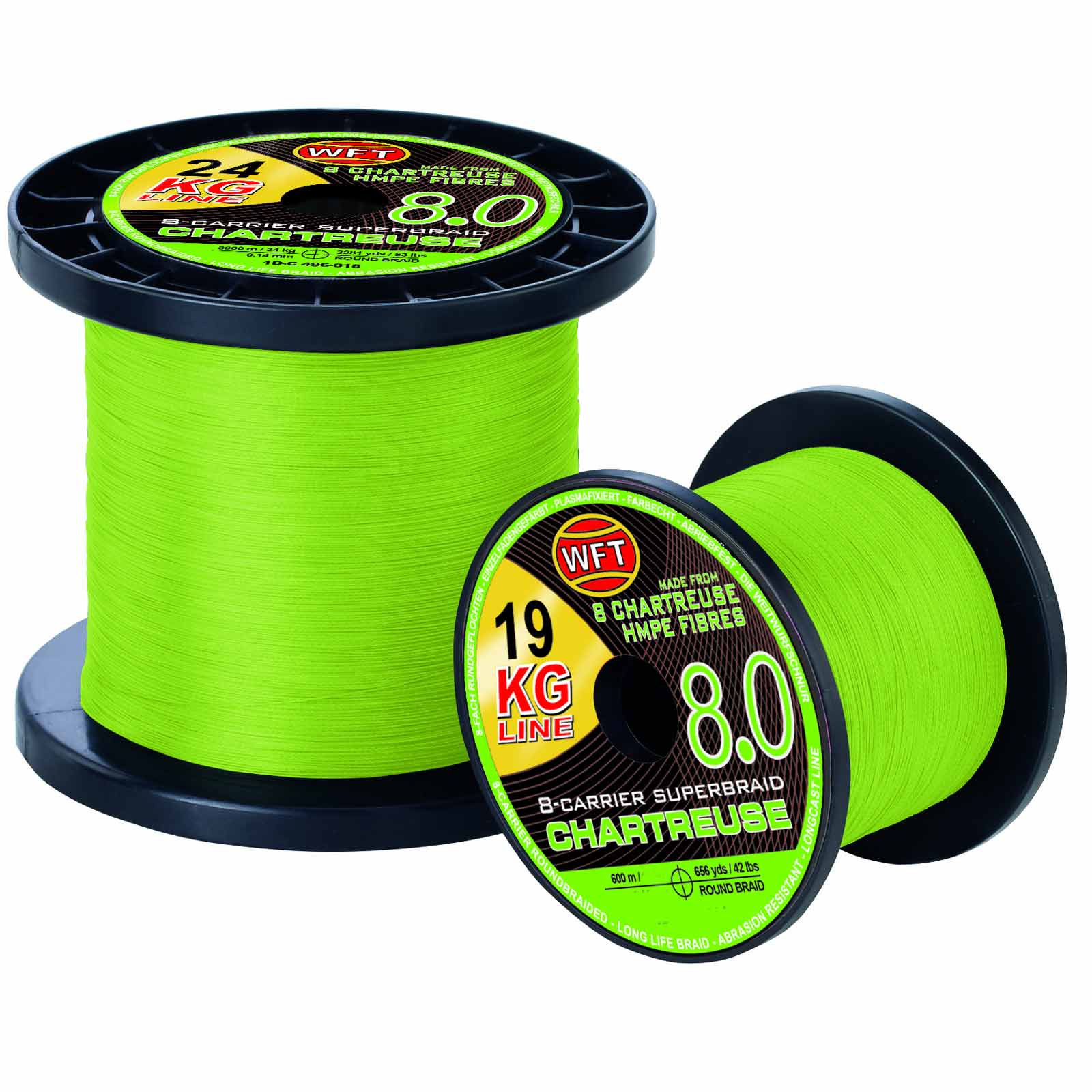 WFT KG 8.0 chartreuse 13KG 0,10 – geflochtene Angelschnur – BEST OF Wunschlänge