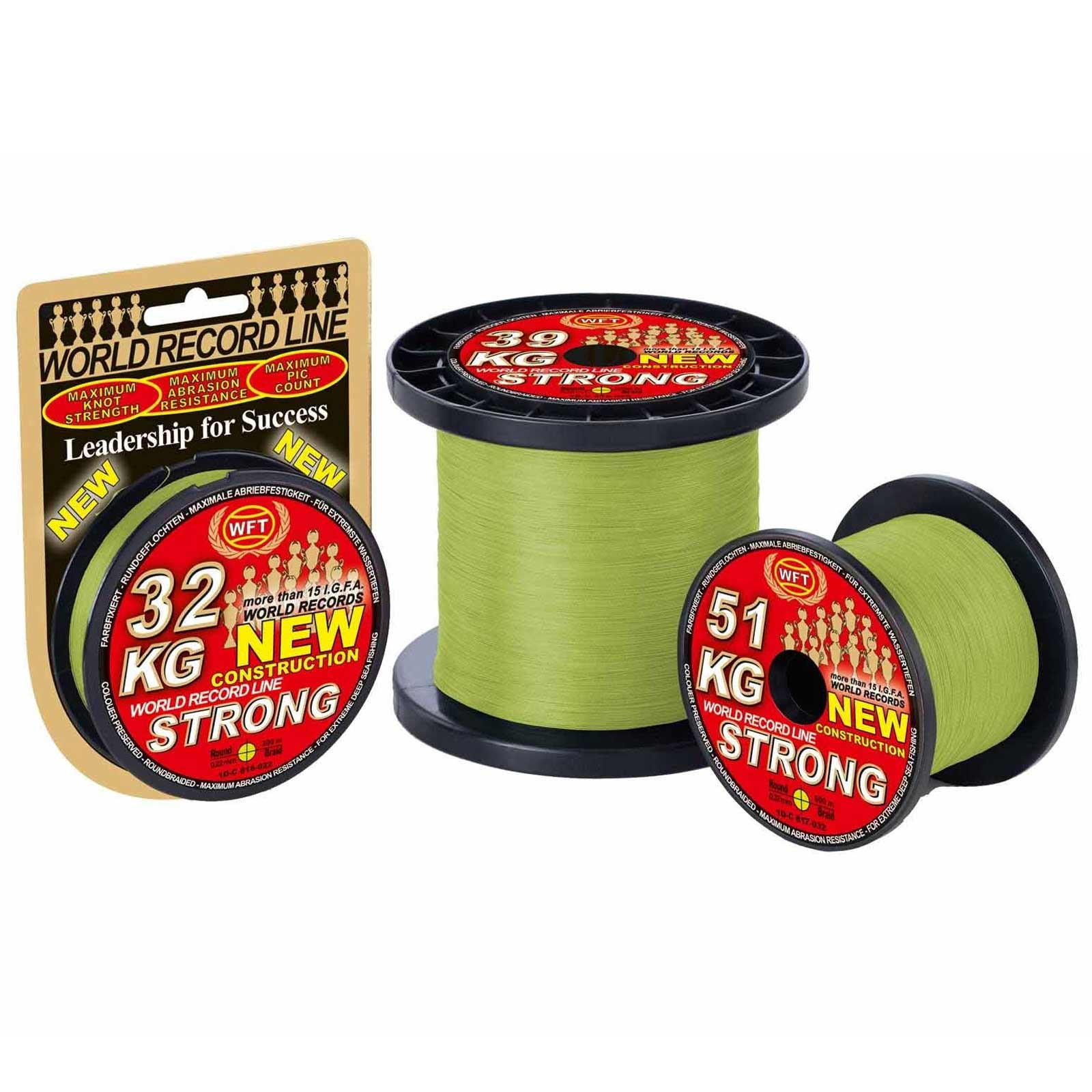 WFT KG Strong Chartreuse 52Kg 0,32 Geflochtene Angelschnur Meterware