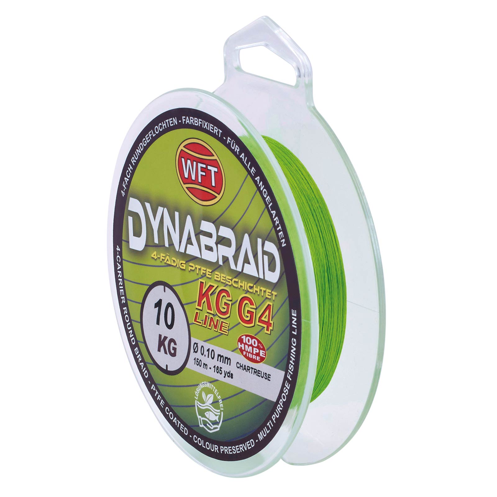 WFT Round Dynabraid G4 Chartreuse 11KG 150m 0,10mm Geflochtene Schnur