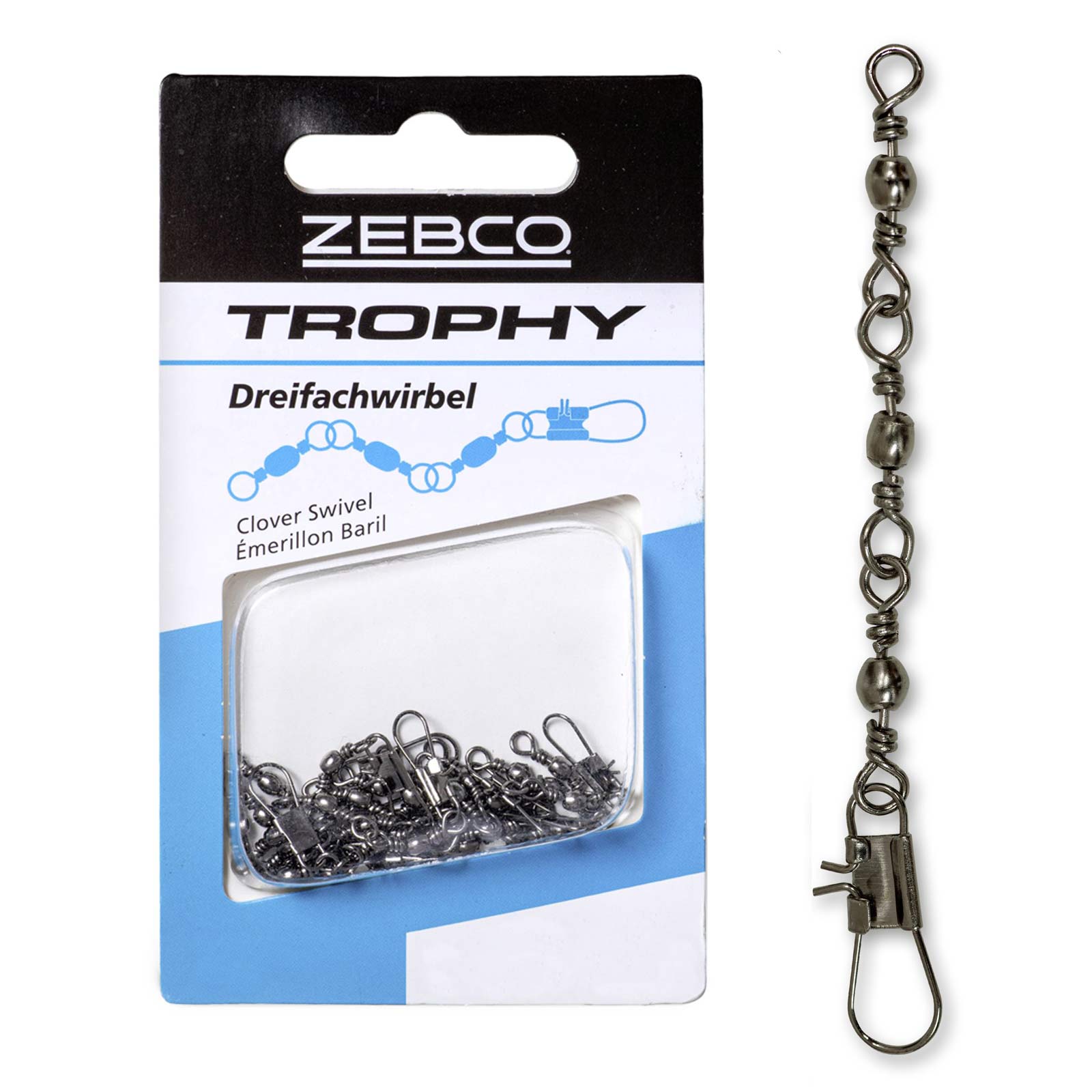 Zebco Trophy Hochleistungs Drei-Wege-Wirbel Gr. 6